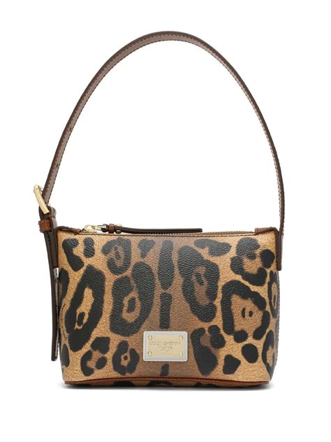 Dolce & Gabbana Canvas Animal Print Shoulder Bag .